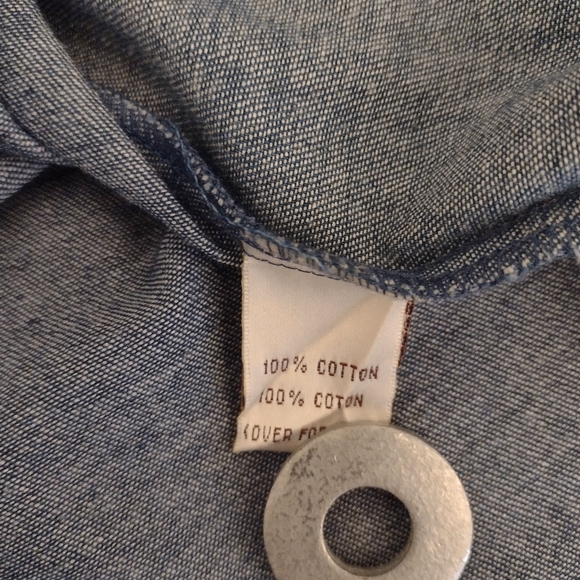 Susan Bristol Vintage Chambray Long Sleeve Embroidered Button Front Shirt Size L - Picture 4 of 11